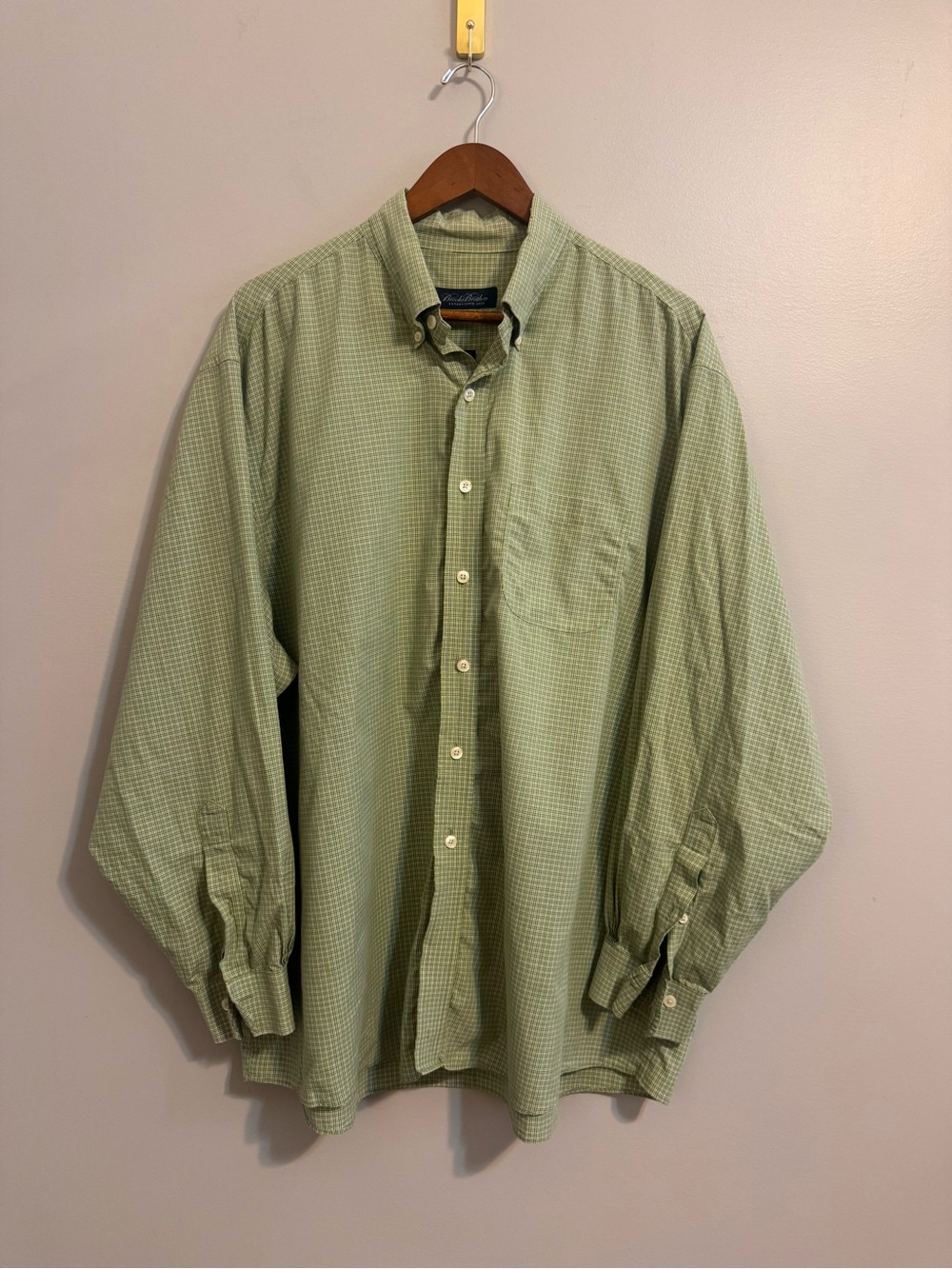 Brooks Brothers Men’s XXL Green Check Non-Iron Cotton Button Down Shirt